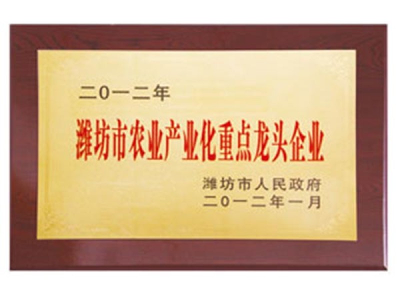 2012年濰坊市農(nóng)業(yè)產(chǎn)業(yè)化重點企業(yè)